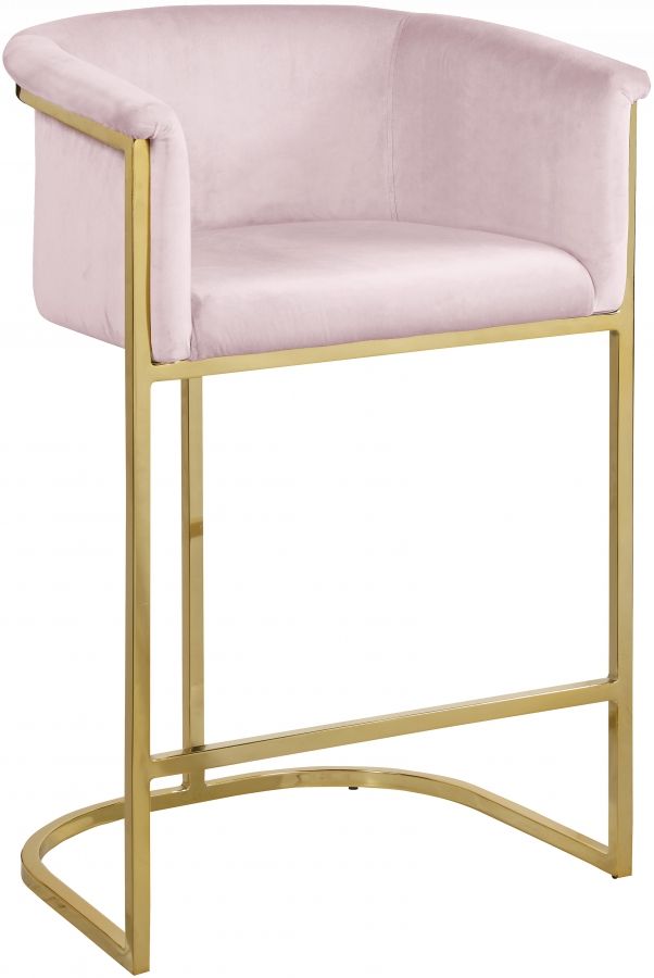 Meridian Furniture Donatella Pink Velvet Counter Stool-3