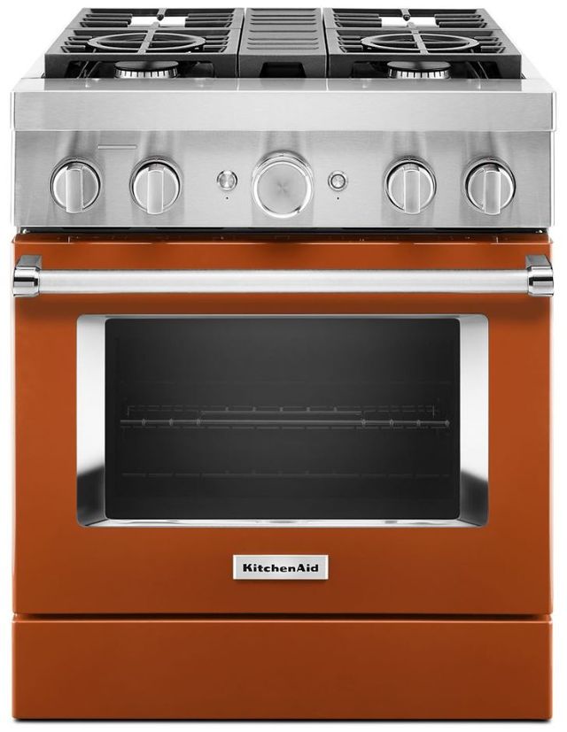 KitchenAid® 30" Scorched Orange Pro Style Dual Fuel Range-0