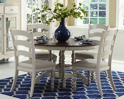 HH2 Home Pine Island 5-Piece Old White Round Dining Set-0