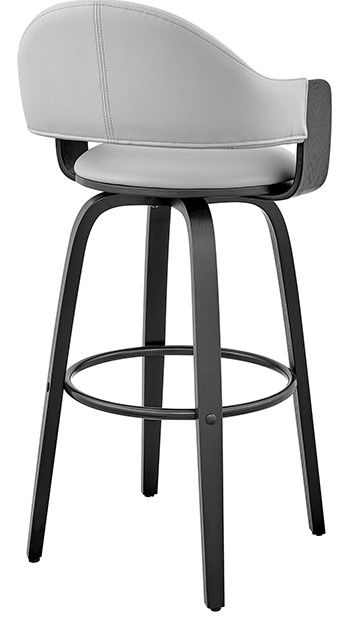 Armen Living Daxton Gray/Matte Black 30" Bar Stool-2