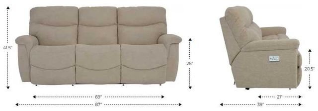 La-Z-Boy® James Powder Power Reclining Sofa with Headrest and Lumbar-2