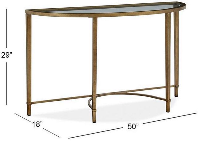 Magnussen Home® Copia Glass Top Demilune Sofa Table with Antiqued Tint Metal Base-1