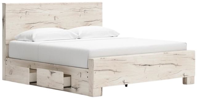 Benchcraft® Lawroy Light Natural King Panel Bed with 2-Drawer Storage-1