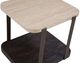 Bassett Mirror Avalon Travertine End Table with Bronze/Espresso Base-4