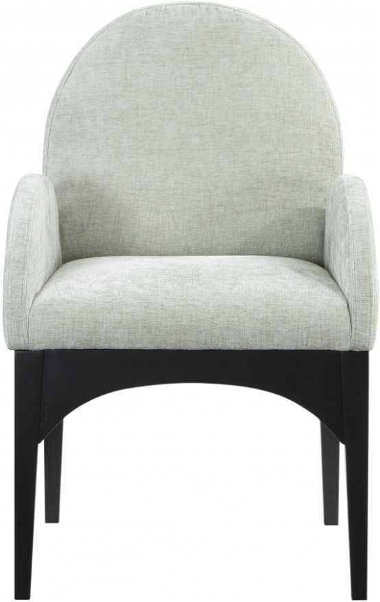 Meridian Furniture Waldorf Mint/Black Chenille Upholstered Dining Arm Chair-1