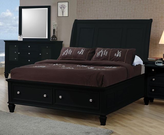 Coaster® Sandy Beach 4-Piece Black Queen Sleigh Storage Bedroom Set-1