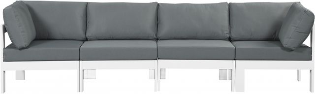 Meridian Furniture Nizuc 4-Piece Gray/White Aluminum/Fabric Outdoor Patio Modular Sectional-3