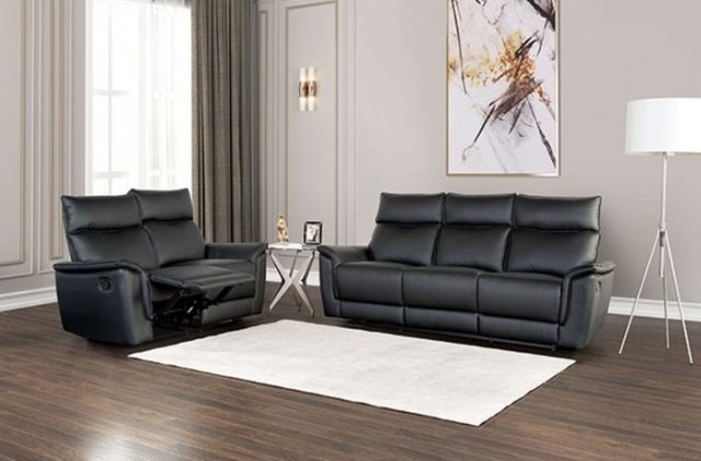 Furniture of America® Bienne Black Manual Reclining Loveseat-1