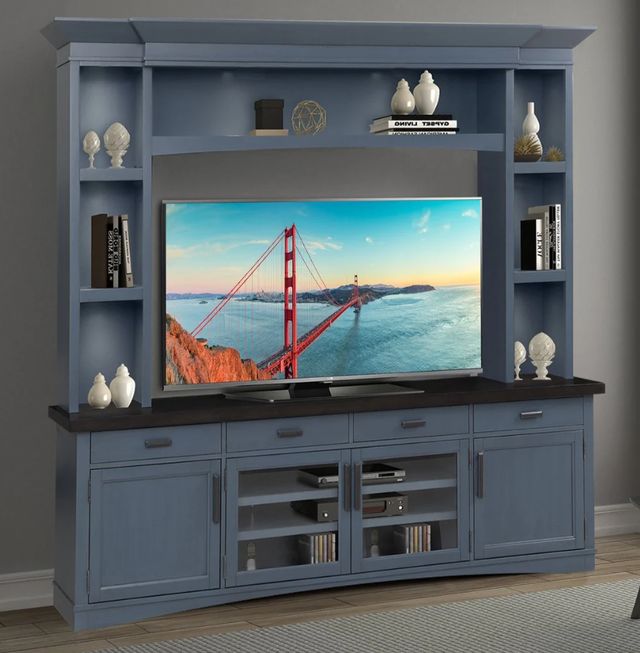 Parker House® Americana Modern Denim 92" TV Console with Hutch and LED Lights-1