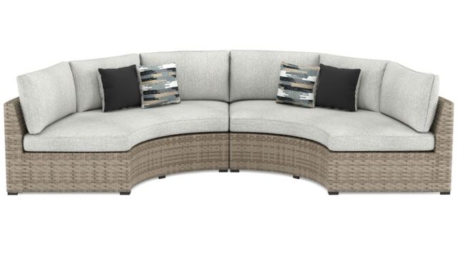 Signature Design by Ashley® Calworth 3-Piece Beige Outdoor Sectional Set-1