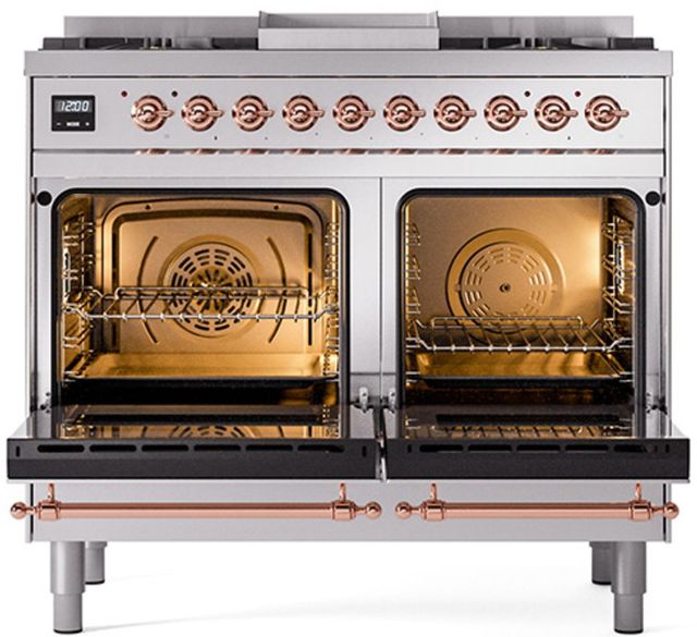 Ilve® Nostalgie II Series 40" Stainless Steel Pro Style Dual Fuel Range-1