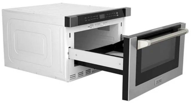 ZLINE Autograph Edition 24" 1.2 Cu. Ft. Stainless Steel Built-in Microwave Drawer with Polished Nickel Helix Handle-4