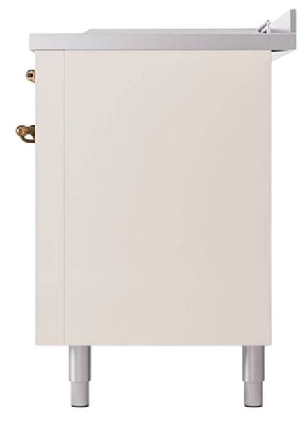 Ilve® Nostalgie II Noblesse 60'' Antique White Pro Style Dual Fuel Range with Burnished Trim-3
