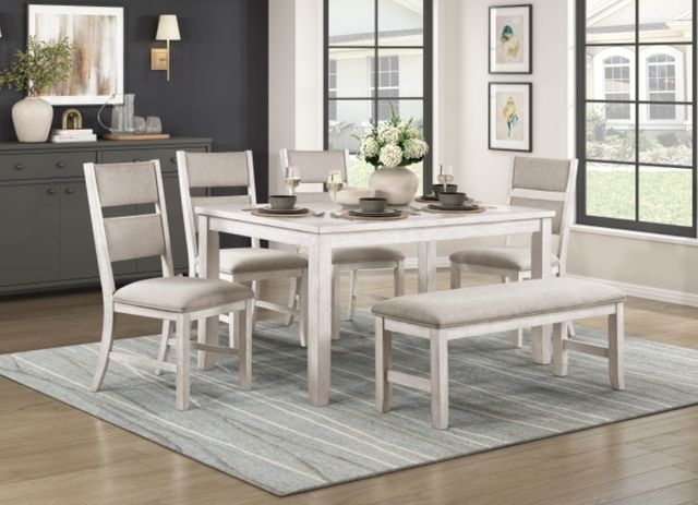 Homelegance® Savile Brushed Antique White/Light Gray Bench-1