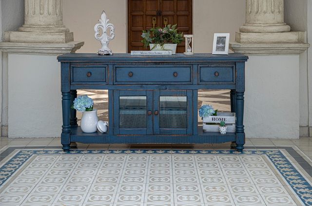 International Furniture Direct Aruba Dark Blue TV Stand-1