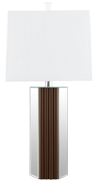 Coaster® Elena Brown/White 30" Square Tapered Mirrored Table Lamp -2