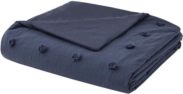 Olliix by Urban Habitat Indigo Blue King/California King Brooklyn Cotton Jacquard Duvet Cover Set-2