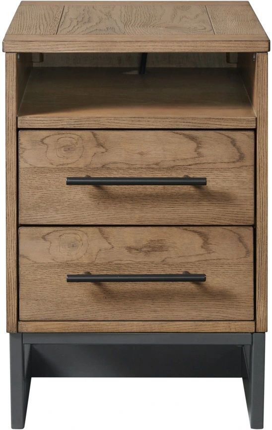 Intercon Eden Rustic Dune Chairside Table with Black Base-1