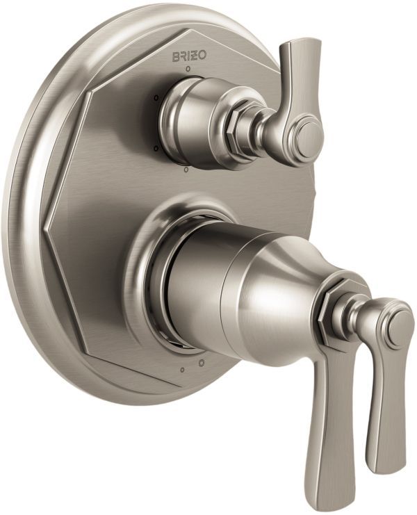 Brizo Rook® Brilliance® Luxe Nickel® TempAssure Thermostatic Valve with 6-Function Diverter Trim-0