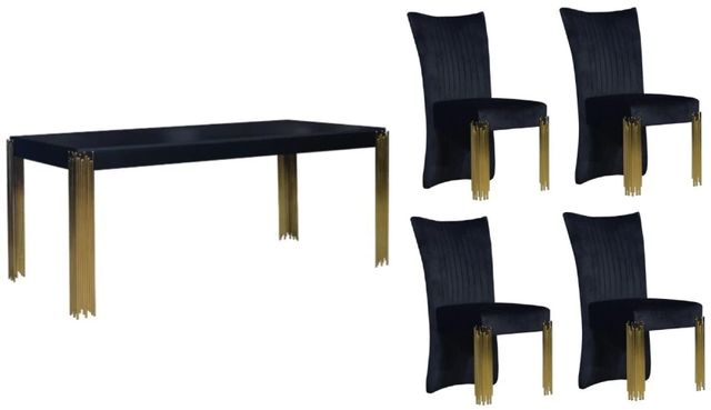 New Classic® Home Furnishings Empire 5-Piece Black/Gold Dining Table Set-0
