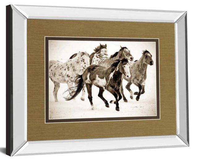 Classy Art Painted Horses Run by Carol Walker Mirror Framed Wall Art-1