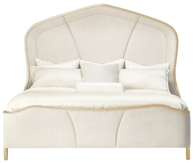 Michael Amini® Malibu Crest Chardonnay/White California King Upholstered Panel Bed-3