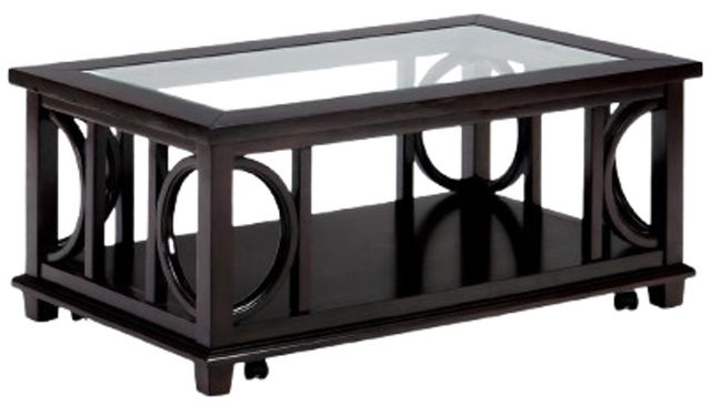 Jofran Inc. Panama Glass Top Cocktail Table with Brown Base-0