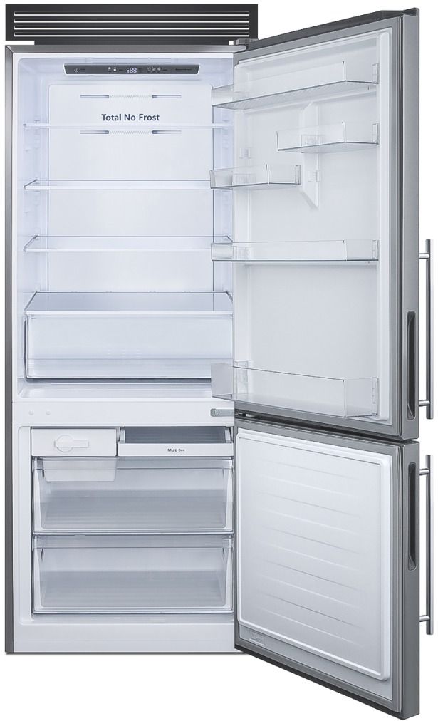 Summit® 28 in. 14.6 Cu. Ft. Stainless Steel Counter Depth Bottom Freezer Refrigerator-1