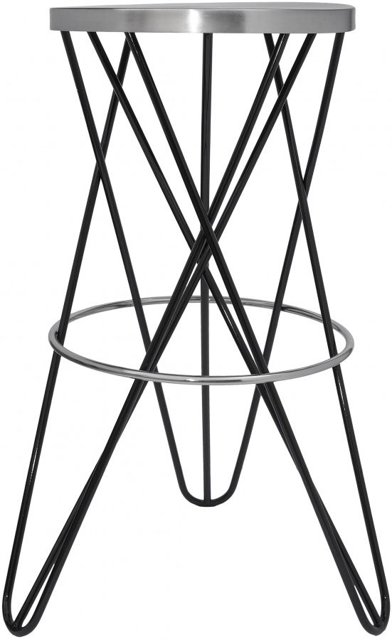 Meridian Furniture Mercury Silver/Black Bar Stool-1