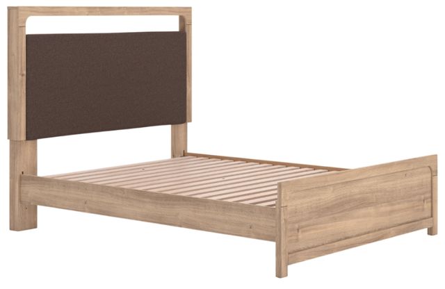 Signature Design by Ashley® Hollymount Tan Queen Upholstered Platform Bed-3