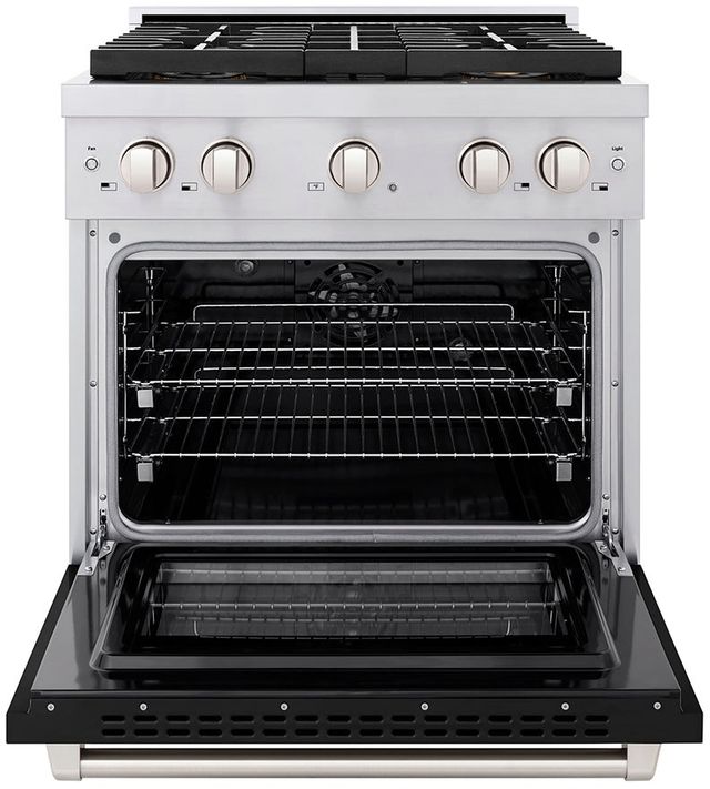 ZLINE Paramount Series 30" Stainless Steel Pro Style Dual Fuel Range with Black Matte Door-1