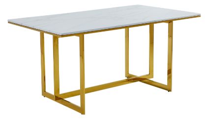 Mazin Furniture Althea White Dining Table with Gold Base-0