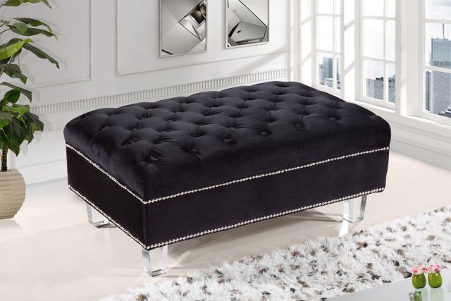 Meridian Furniture Lucas Black Velvet Ottoman-2