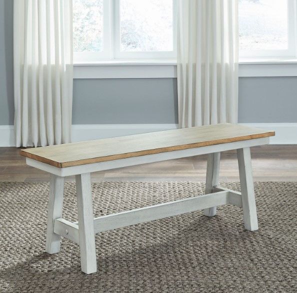 Liberty Furniture Lindsey Farm Sandstone/Weathered White Bench-1
