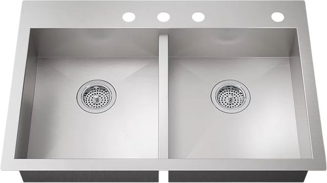 KOHLER® Vault™ Stainless Steel 33" Top/Undermount Double-Bowl Kitchen Sink-0