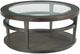 Hammary® Urbana Glass Top Round Cocktail Table with Dark Oak Base-0