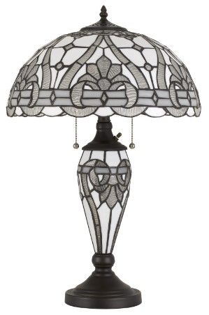 Cal® Lighting & Accessories Tiffany Black/White Table Lamp-0