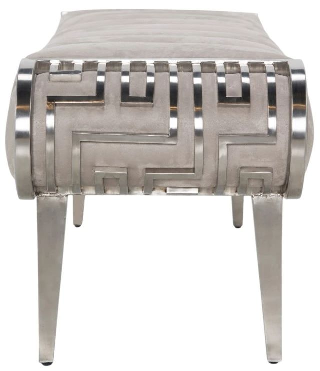 Michael Amini® Roxbury Park Gray/Stainless Steel Bench-2