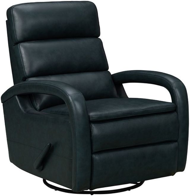 BarcaLounger® Nick Ryegate Sapphire Blue Leather Manual Swivel Glider Recliner-0