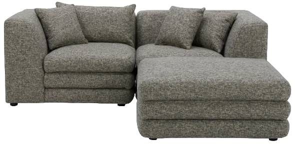 Moe's Home Collection Lowtide Nook 3-Piece Stone Tweed Modular Sectional and Ottoman-1