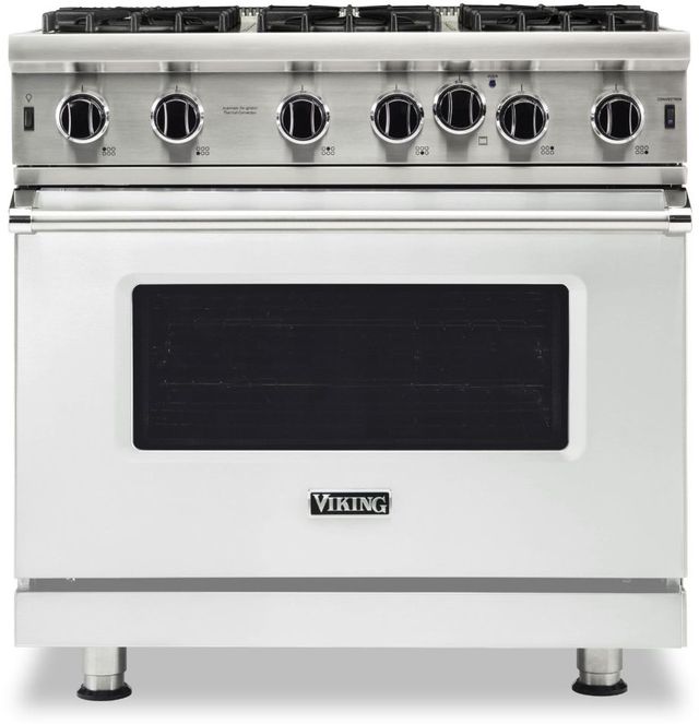 Viking® 5 Series 36" Frost White Pro Style Natural Gas Range-0