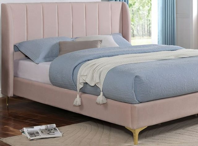 Furniture of America® Pearl Light Pink Full Upholstered Panel Bed-1
