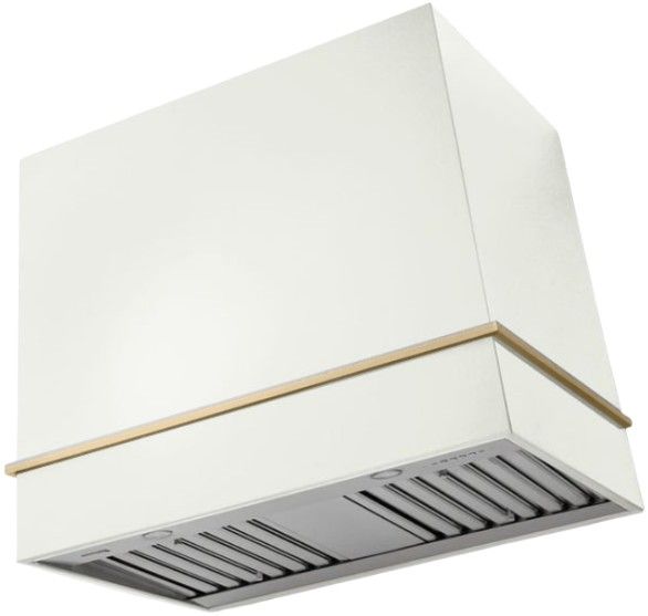 AGA Loge 36" White Wall Mounted Range Hood with Brushed Brass Trim-0