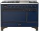 Ilve® Majestic III 48" Midnight Blue Pro Style Dual Fuel Natural Gas Range with Solid Door and Burnished Trim-0