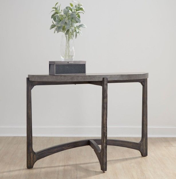 Liberty Furniture Cascade Gray Sofa Table with Wirebrush Rustic Brown Base-1