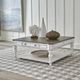 Liberty Furniture Magnolia Manor Weathered Bark Oversized Square Cocktail Table with Antique White Base-1