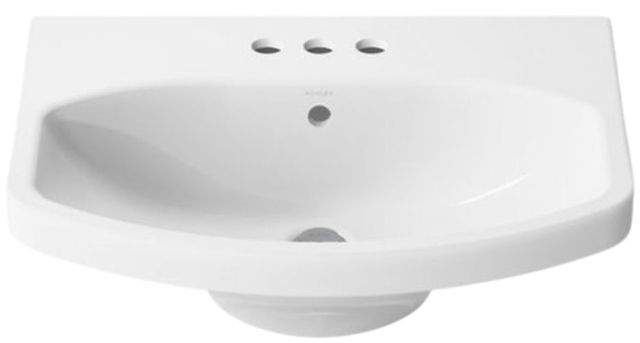 Kohler Cimarron® White 22.75" Centerset Faucet Holes Rectangular Pedestal Bathroom Sink-4