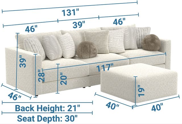 Jackson Furniture Ritzy 4-Piece Bone Sectional with Ottoman-2