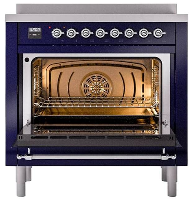 Ilve® Nostalgie II Noblesse 36'' Midnight Blue Pro Style Induction Range with Chrome Trim-2
