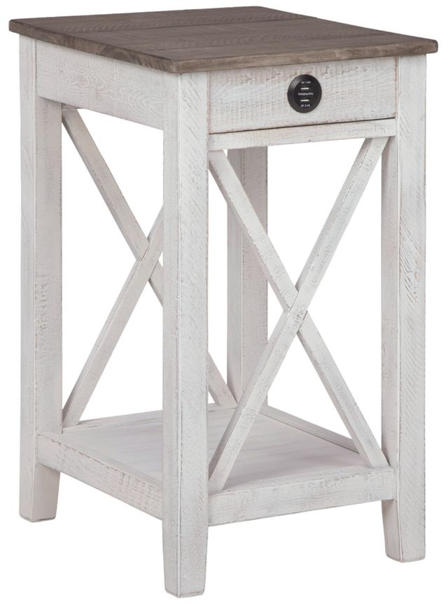 Signature Design by Ashley® Adalane Brown Top Accent Table with White Base-3